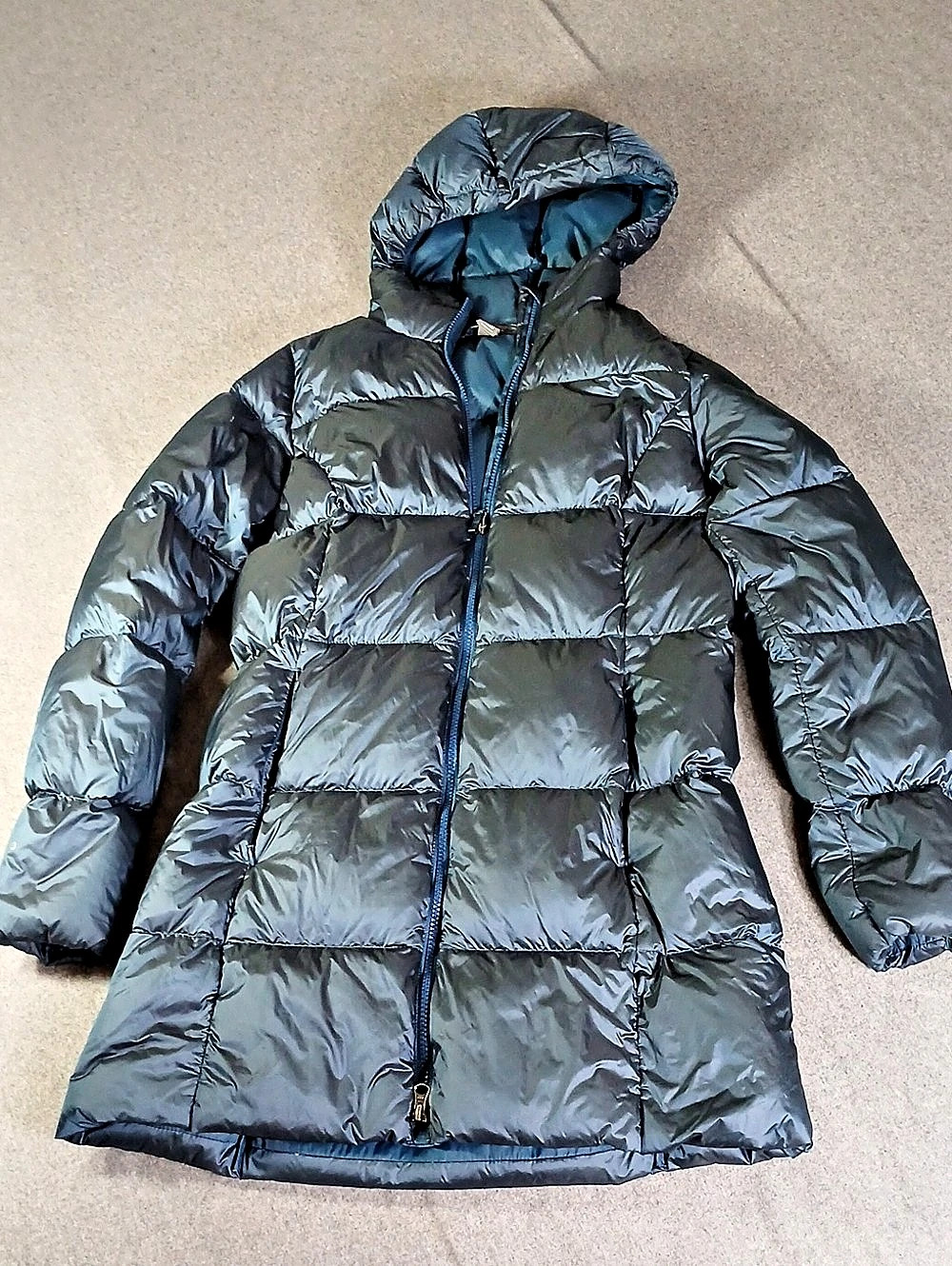 Eddie Bauer Luna Peak Women's metallic blue Down Puffer Jacket Size Medium
